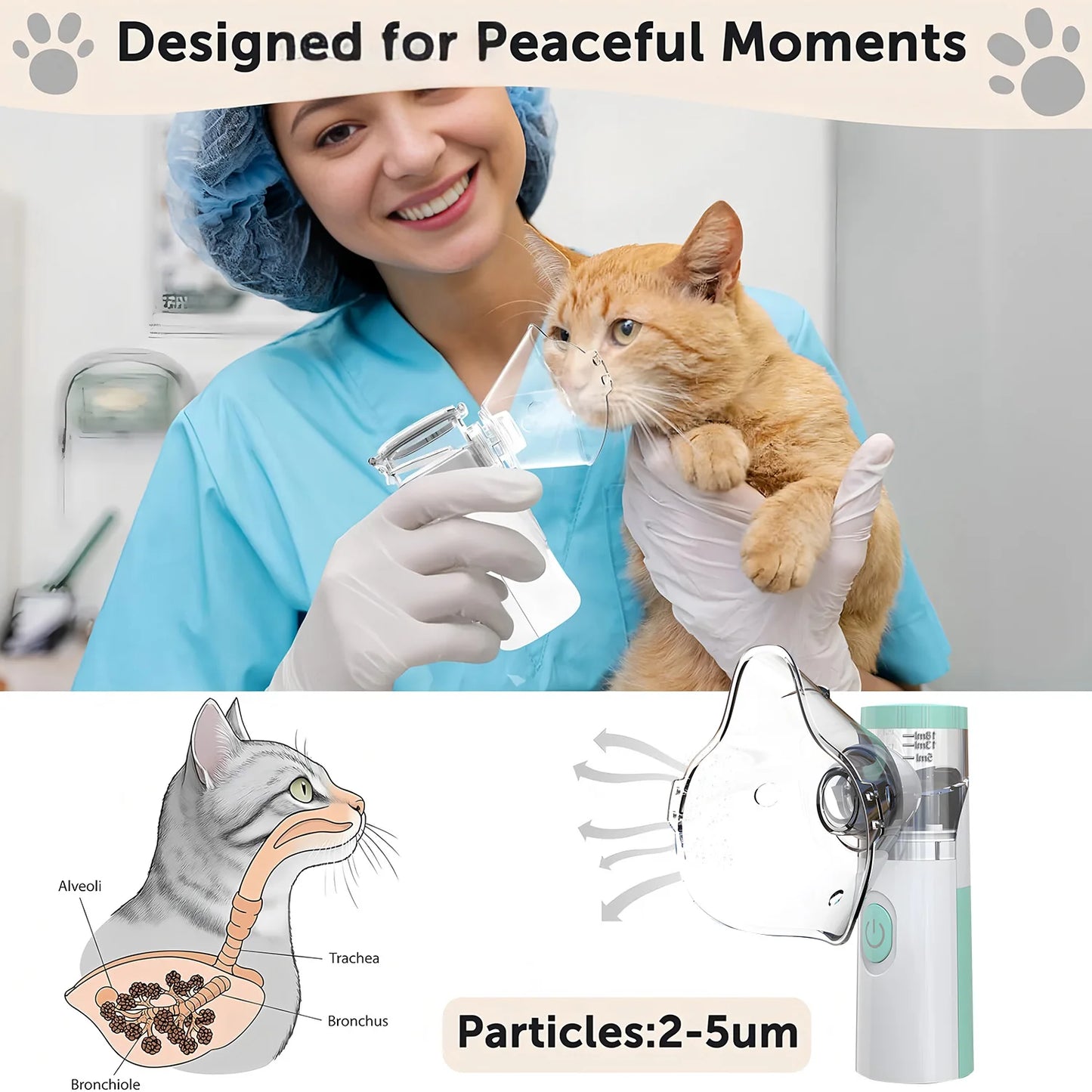Pet Portable Nebulizer Machine Medical Atomizer Nebulizer Inhalator for Animal Silent Inhaler