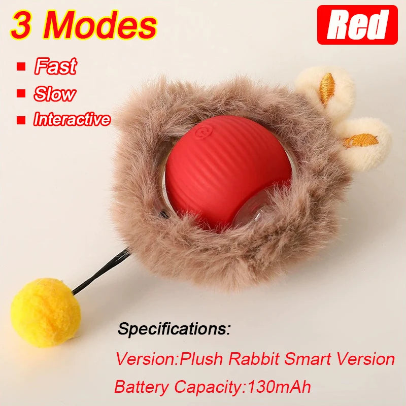 New Cat Interactive Ball Toy Automatic Rolling Ball Faux Tail Rechargeable Smart Pet Electric Toy