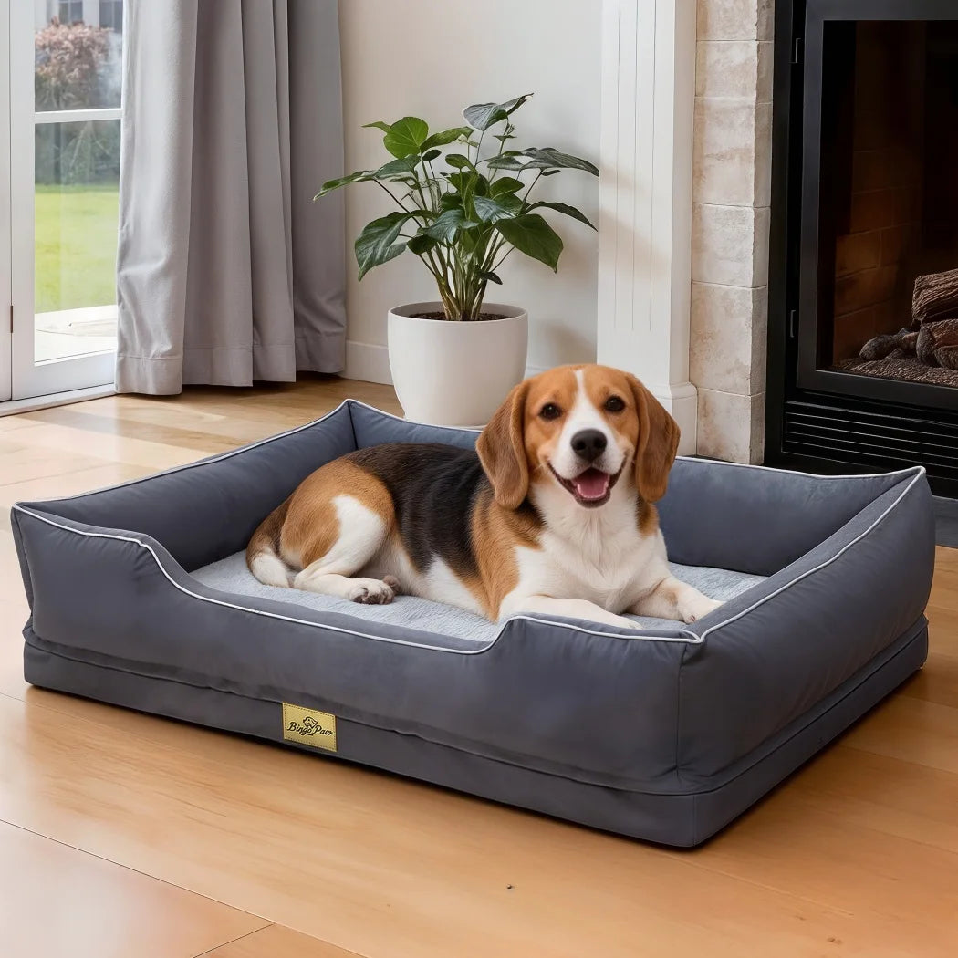 Medium, Large, and Extra Large sized Orthopedic Dog Bed Soft Calming Pet Sofa Couch Enhanced Bolster Deep Snuggle Bed