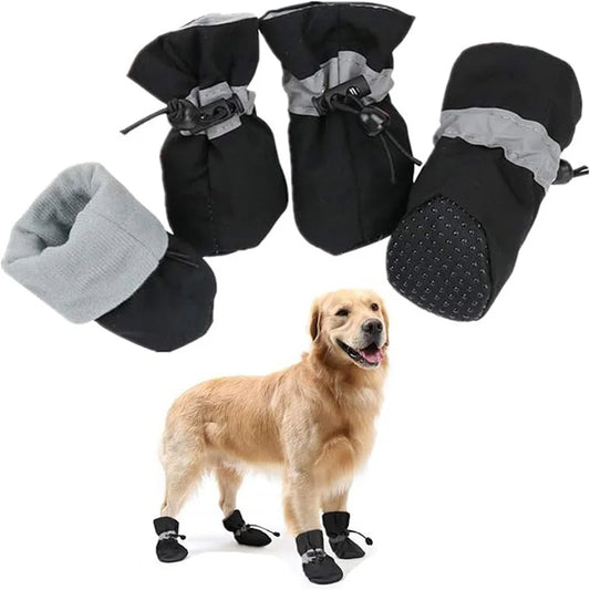 Protective Dog Shoes, Waterproof Fleece Lined with Anti-Slip Rubber Sole, Adjustable for Paws Safety, Ideal Gift for Pet Lovers