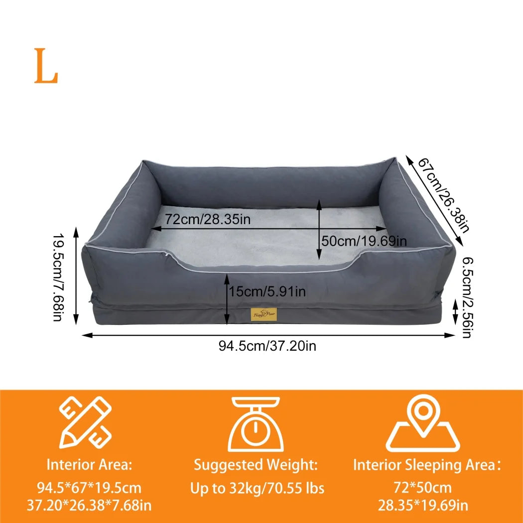 Medium, Large, and Extra Large sized Orthopedic Dog Bed Soft Calming Pet Sofa Couch Enhanced Bolster Deep Snuggle Bed