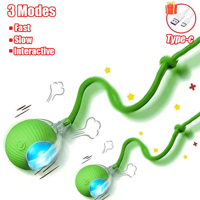 New Cat Interactive Ball Toy Automatic Rolling Ball Faux Tail Rechargeable Smart Pet Electric Toy