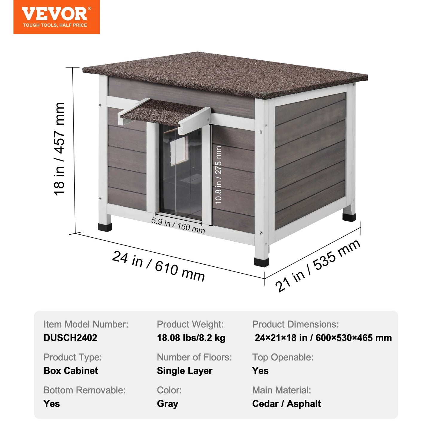 SucceBuy Outdoor Cat House Weatherproof, Cat Shelter for Cat Outdoor Wooden Cat Rabbit House with All-Round Foam Insulated