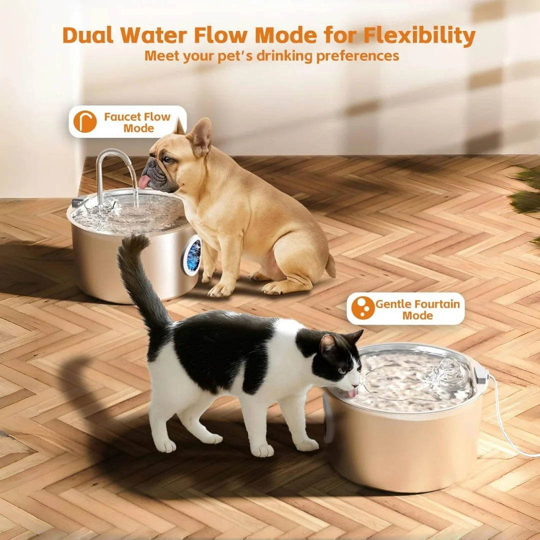 Stainless Steel Cat Water Fountain, 108oz Pet Fountain Dispenser Automatic for Inside Dog Cats Drinking Replaceable Filters