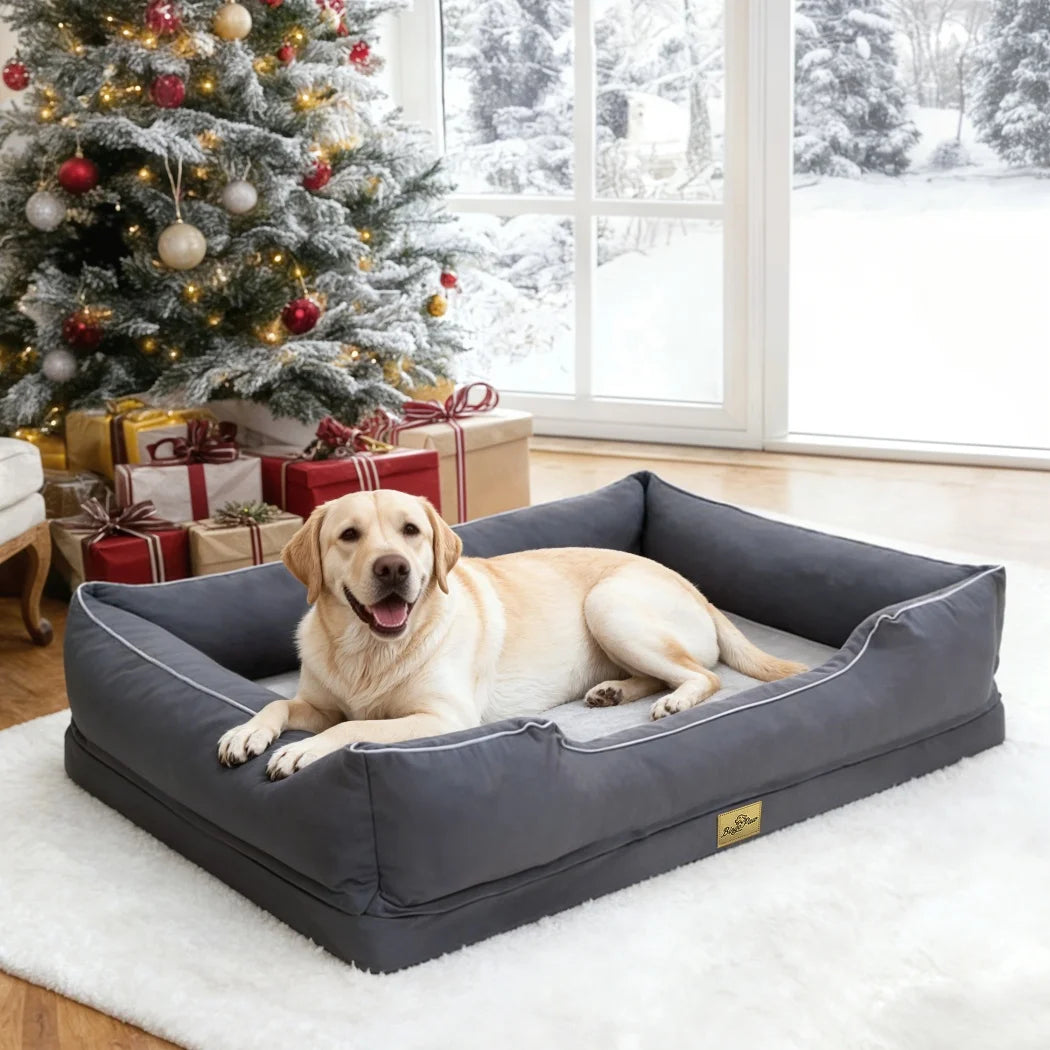 Medium, Large, and Extra Large sized Orthopedic Dog Bed Soft Calming Pet Sofa Couch Enhanced Bolster Deep Snuggle Bed