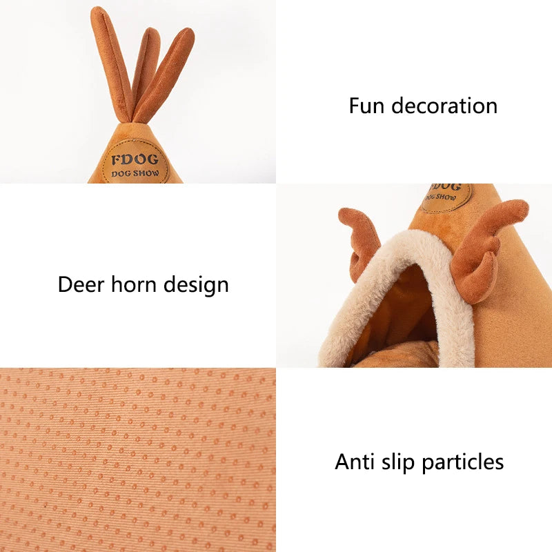 Dog Kennel Warm Winter Dog House Mat Detachable Washable Dogs Bed Nest Deep Sleep Tent for Medium Large Dogs House Supplies