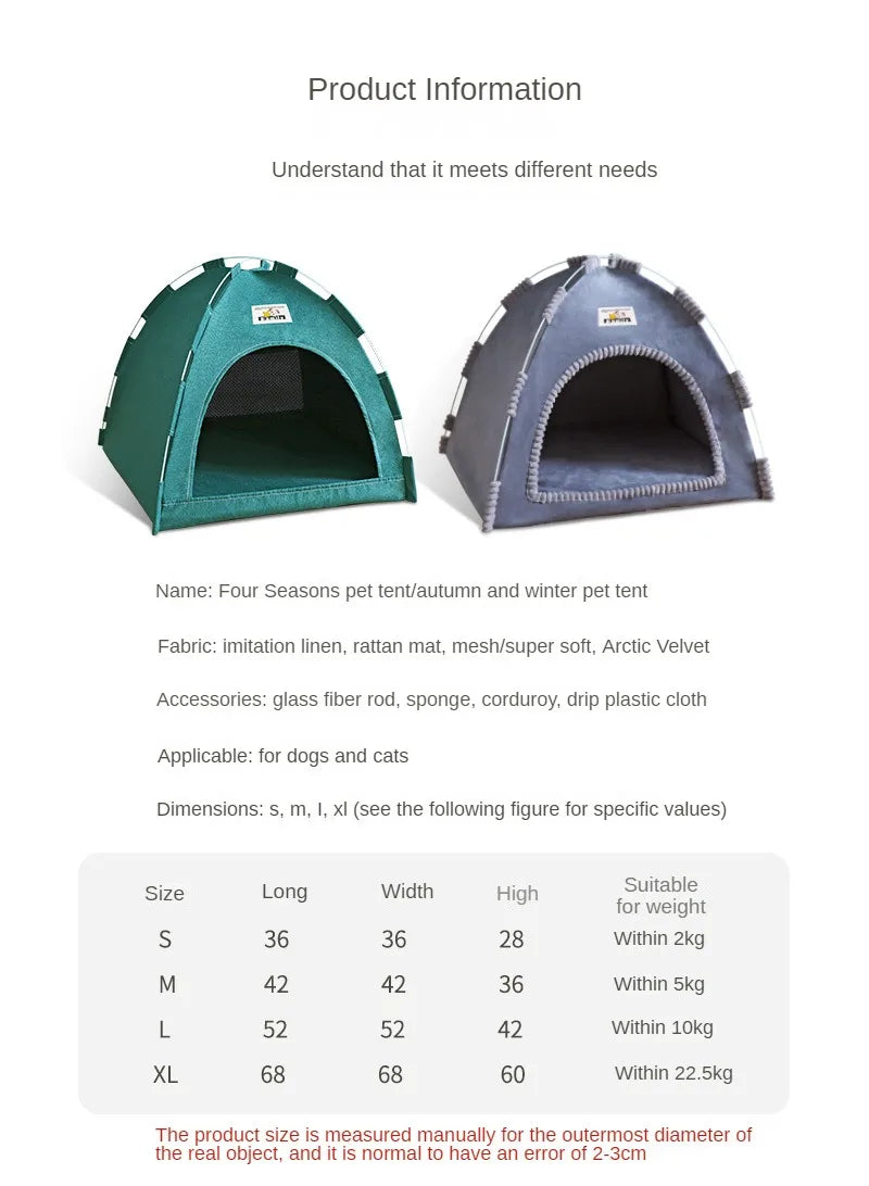Foldable Pet House Pet Tent Four Seasons Universal Cat and Dog Pet Nest Summer Cool Mat Outdoor Portable Foldable Breathable
